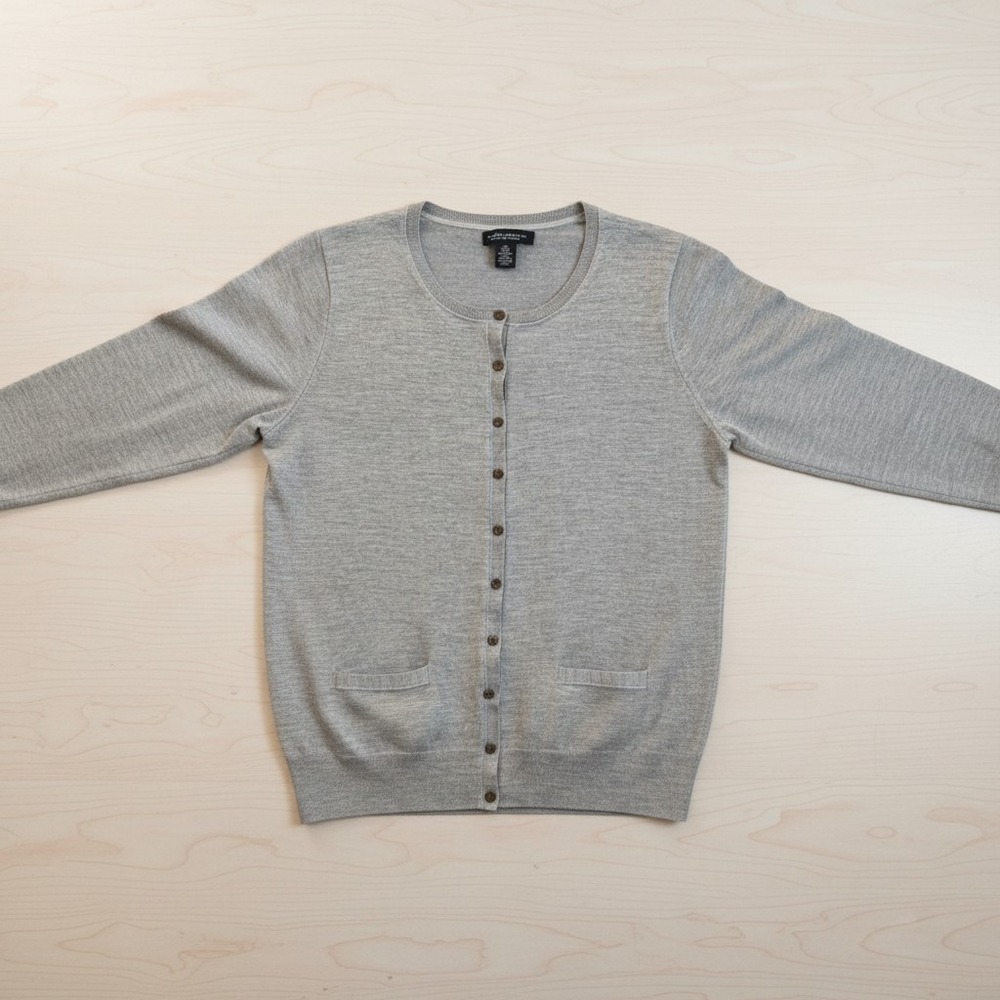 Banana Republic Cardigan Womens Gray Merino Wool Blend Button Front Classic XL